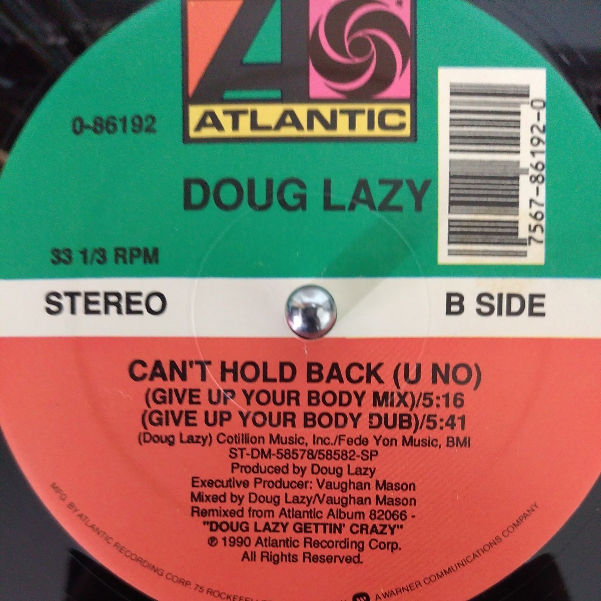 12inch US盤/DOUG LAZY CAN'T HOLD BACK_画像3