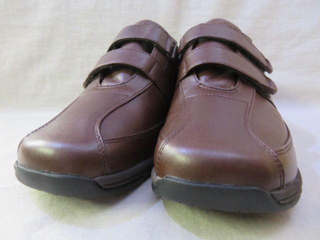 * unused wide width made in Japan comfort tea 24.5cm 4E SHM men's Asahi medical walk shoes velcro use knee . kind KV7708*