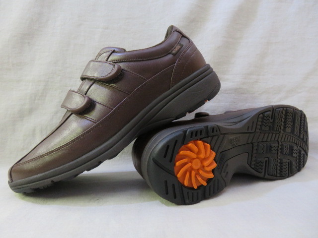 * unused wide width made in Japan comfort tea 24.5cm 4E SHM men's Asahi medical walk shoes velcro use knee . kind KV7708*