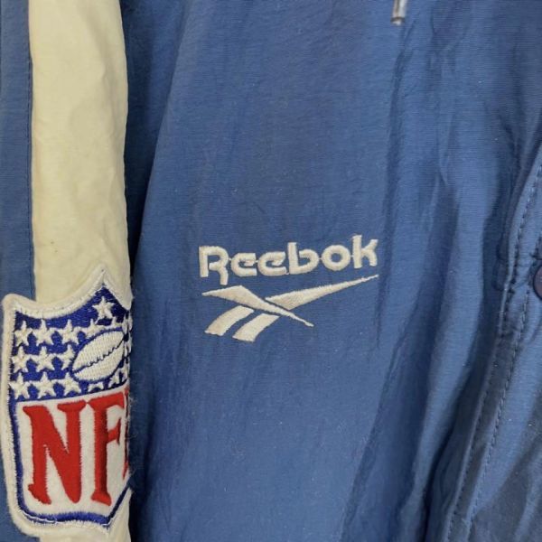 90sヴィンテージビンテージ古着　NFL×REEBOK　シンシナティペイトリオッツ　中綿入り刺繍ロゴスタジャンバーシティジャケット　サイズXL_画像8