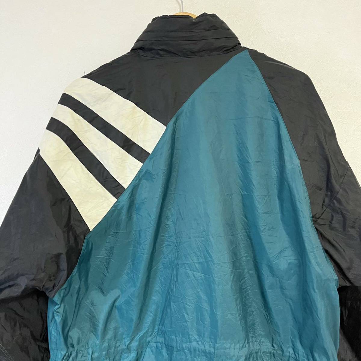 80's★adidas アディダス★ウィンドブレーカー ジップ アップ ジャケット パーカー アウター カジュアル ダークグリーン メンズ M/DD5182_画像5