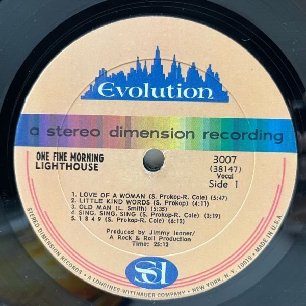 USオリジナル LIGHTHOUSE One Fine Morning ('71 Evolution) PEANUT BUTTER WOLFネタ／Love Of A Woman 収録 サイケ ジャズ・ロック 米 LPの画像3
