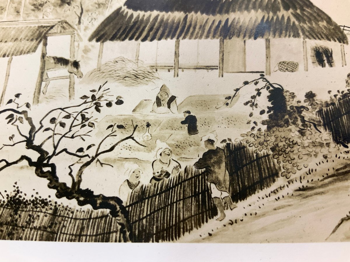 FF-3492 # free shipping # Ogawa corm sen writing brush small six month person horse small shop landscape painting scenery . picture work of art . retro war front painter picture postcard old leaf paper photograph old photograph /.NA.