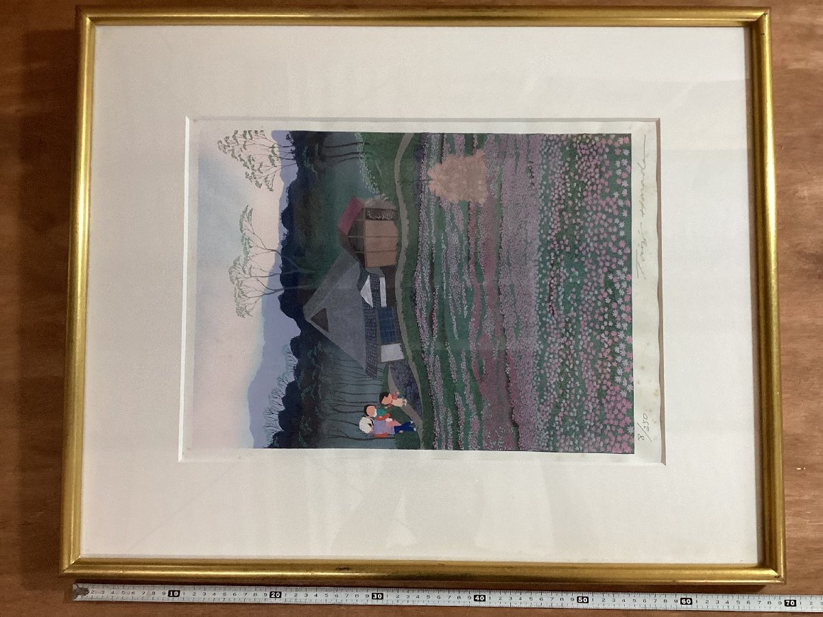 BA164□送料無料□ 原田泰治 れんげ畑 風景画 田舎 童 わらべ 木 BA164□送料無料□ 原田泰治 れんげ畑 風景画 田舎 童 わらべ 木