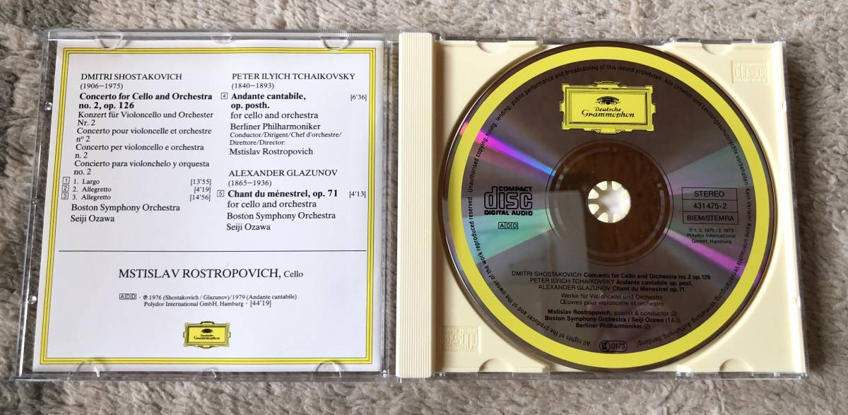 CD-May / DGG / M.Rostropovich (cello) Ozawa・Boston SO / SHOSTAKOVICH_Concerto for Cello and Orchestra no.2 Op.126 etc_画像3