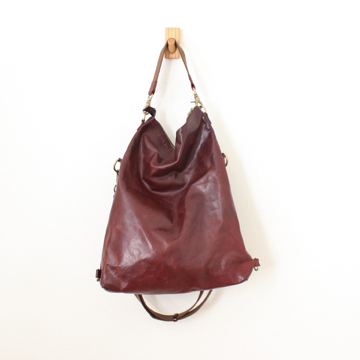 RYUryuu3WAY leather bag red tea (w-1053)