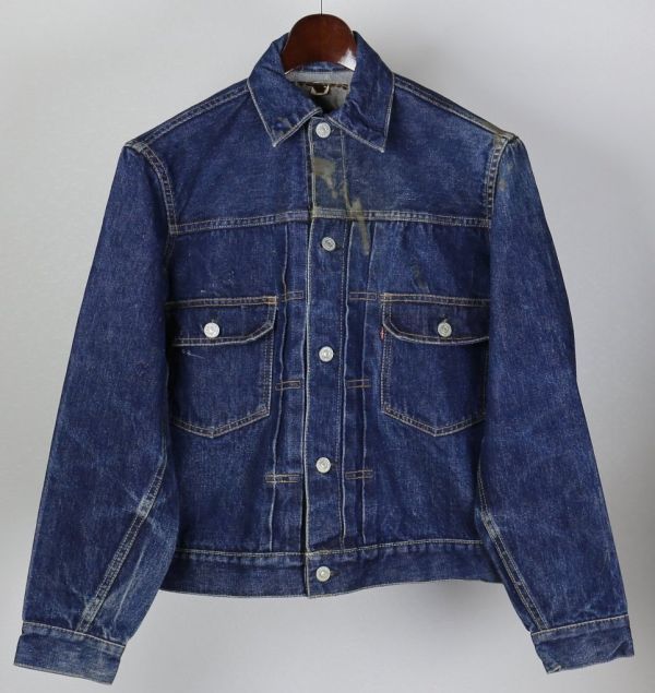 VINTAGE ヴィンテージ LEVI'S リーバイス 507XX 2nd 最終 革パッチ デニム ジャケット Gジャン 36位 移行期 濃色 b4896の画像1