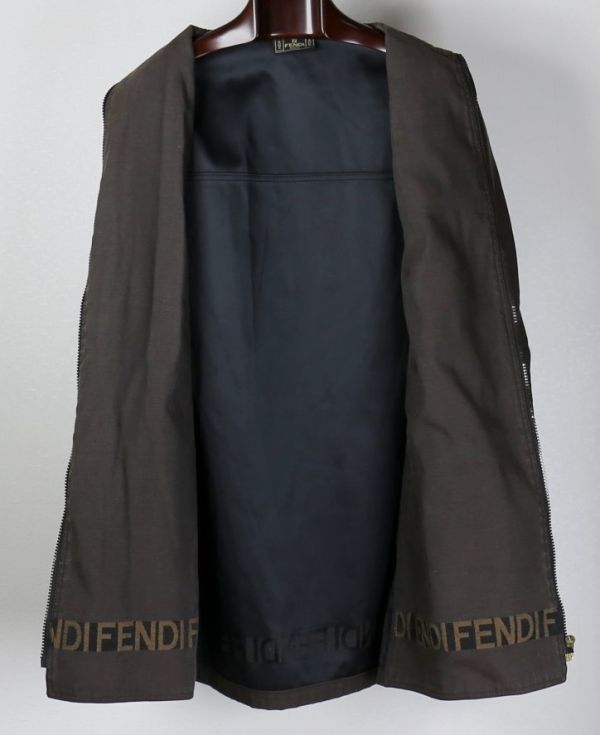 VINTAGE ヴィンテージ FENDI jeans フェンディ ジーンズ ロゴ ジップ コート 42 b6806_画像9