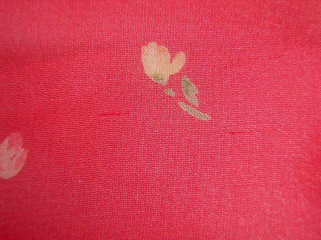 未使用◆ローラアシュレイLAURA　ASHLEY／絹シルク100%スカーフ赤／イタリア製SILK_画像5
