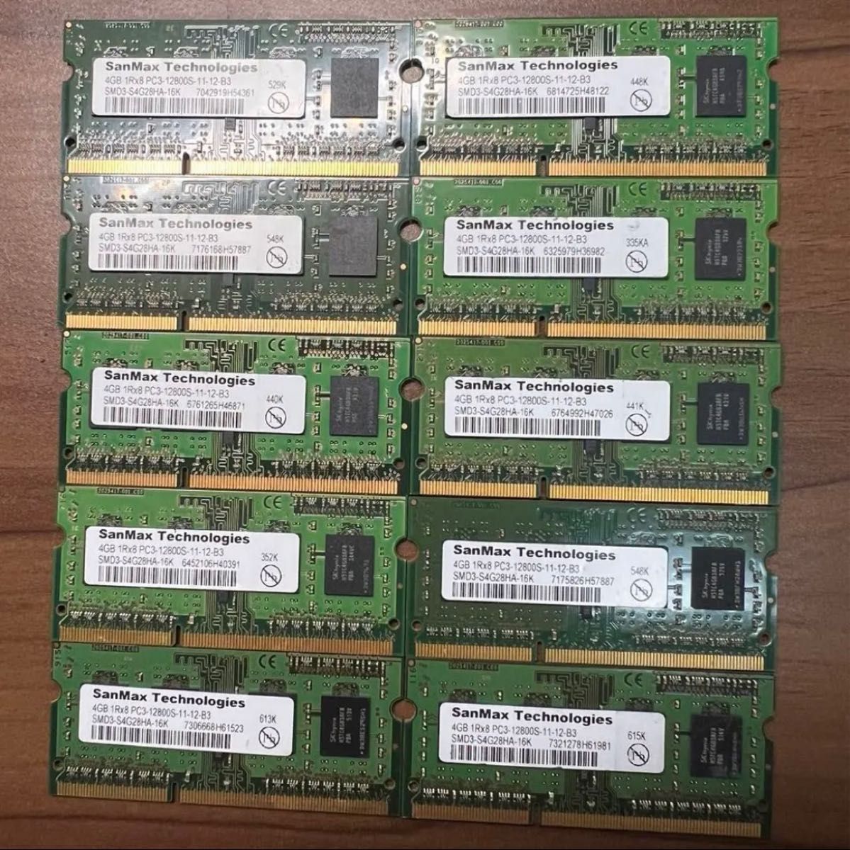 10枚　PC3-12800S (DDR3-1600) 4GB  ノートPC用