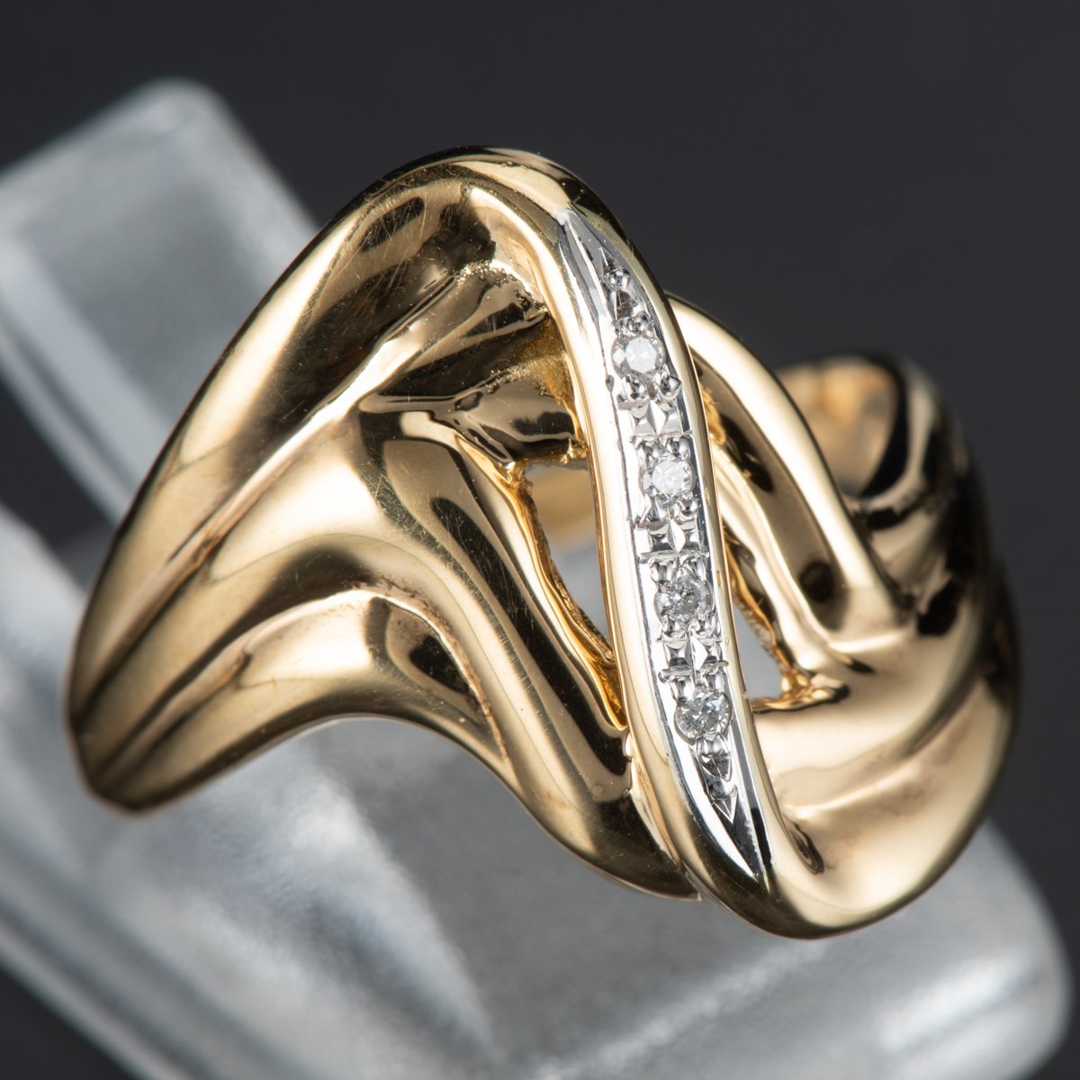 Кольцо с желтым золотом кольцо с бриллиантом 0,02CT K18YG/Pt900 12 Бесплатная доставка