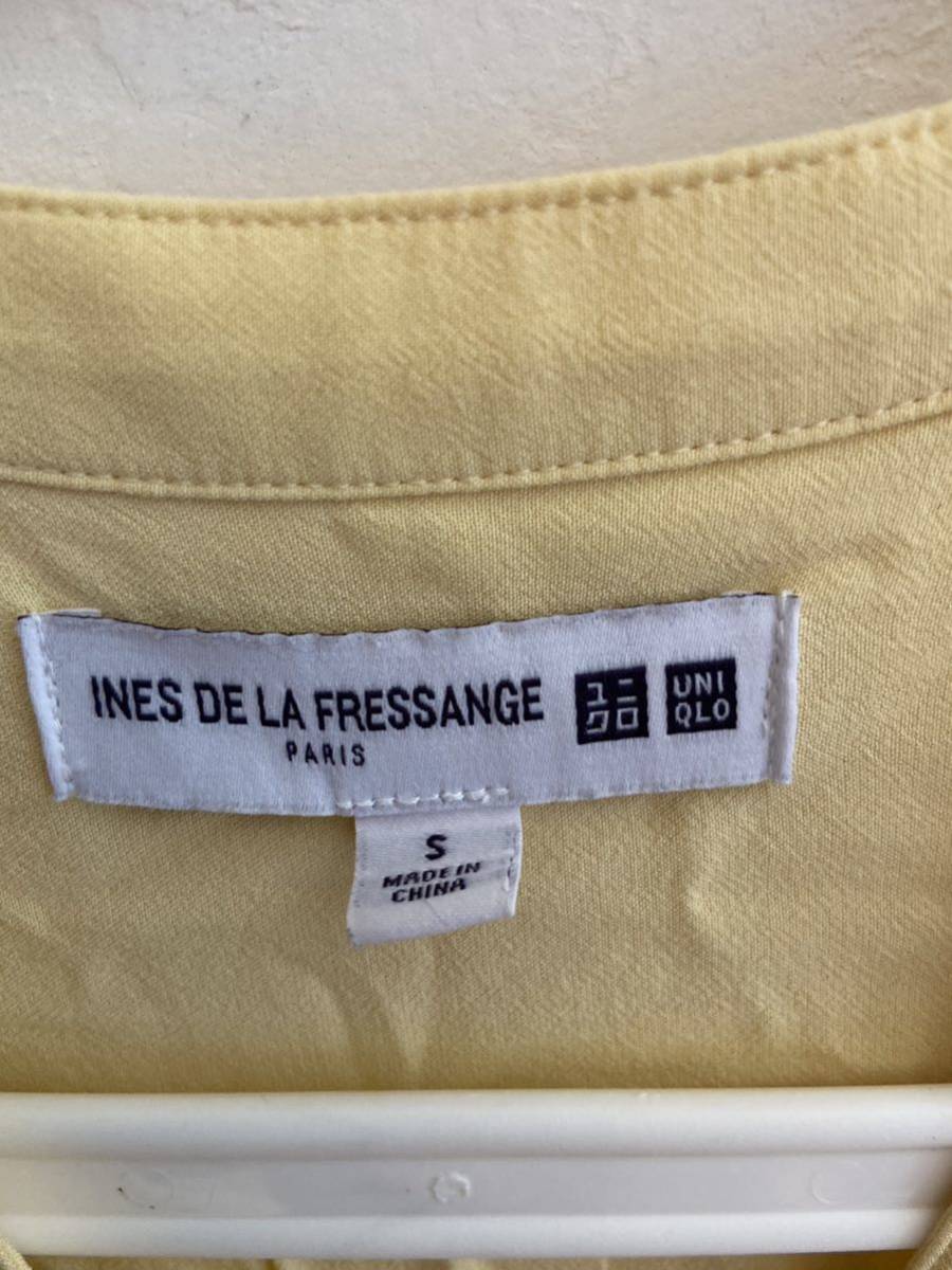 【送料無料】中古 UNIQLO ユニクロ INES DE LA FRESSANGE ロングワンピース イエロー レーヨン サイズS_画像3