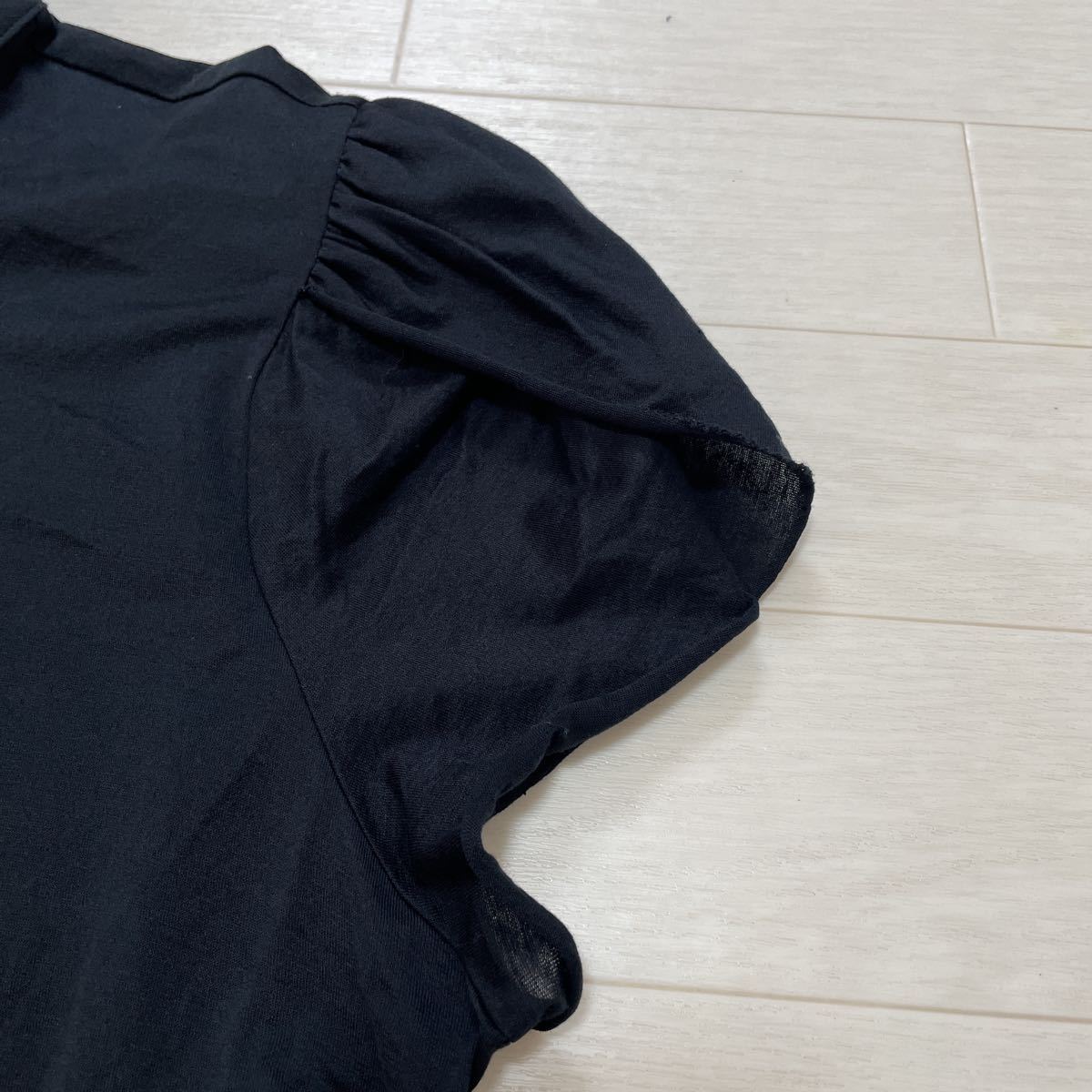 RALPH LAUREN ラルフローレン レディース フリル ブラウス 半袖シャツ ブラック黒 サイズ5f 美品_画像4
