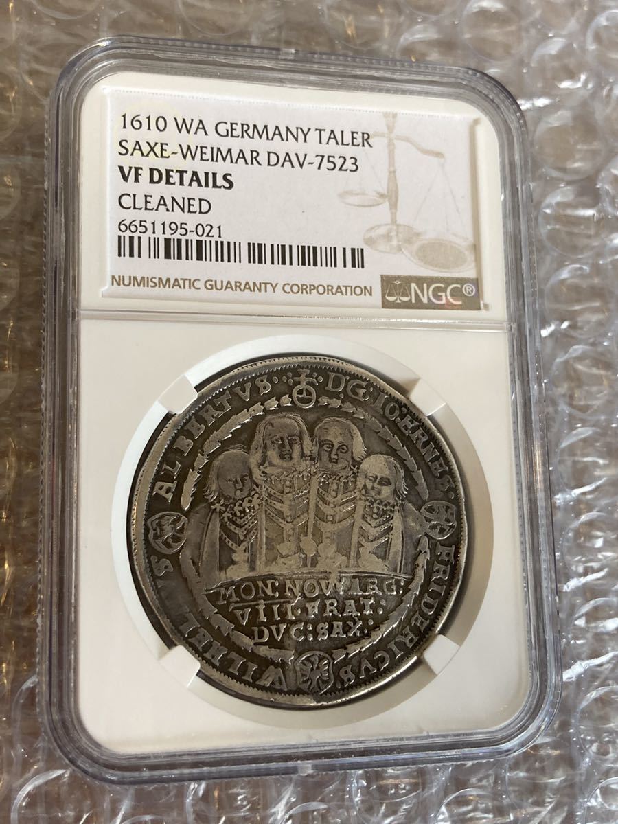 1610年 ザクセン・ワイマール ターラー銀貨 アンティークコイン ドイツ NGC鑑定VF GERMANY SAXE-WEIMAR DAV-7523 ※DETAILSあり_画像1