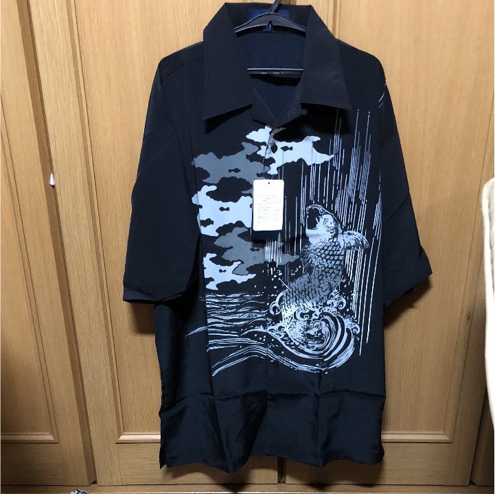 メ349 日本製 オープンシャツ 昇り鯉 M 定価12,000円