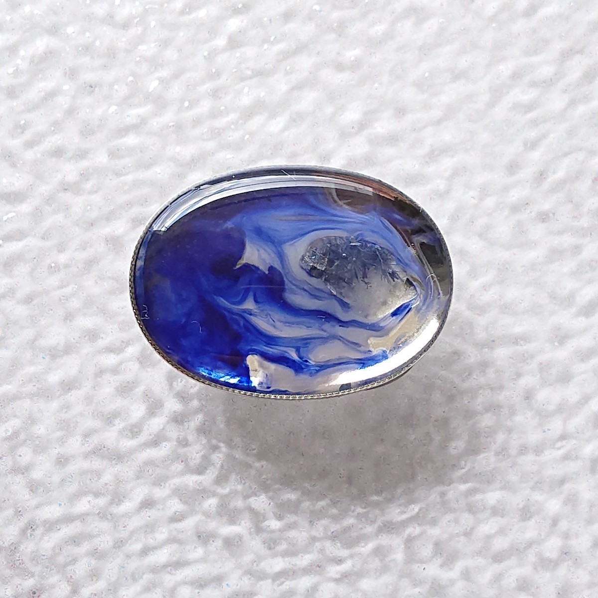 No.26 藍の波 帯留め 天然石使用 藍染め風 マーブル_画像2