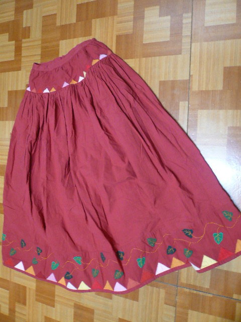 *PINK HOUSE Pink House cotton 100% gathered skirt ( small of the back from small gya The -) red series patch up like