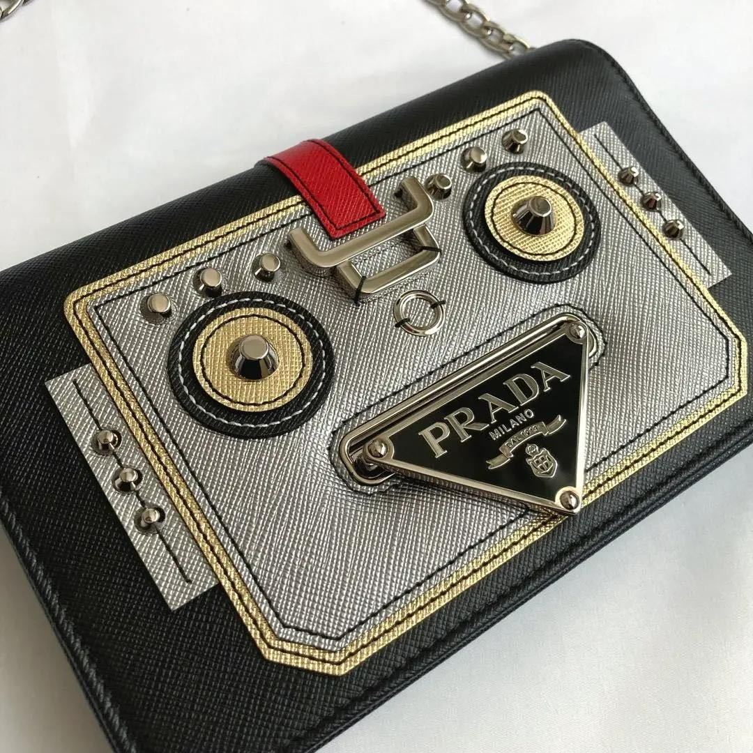 美品】PRADA プラダ サフィアーノ チェーンバッグ ウォレット ロボット