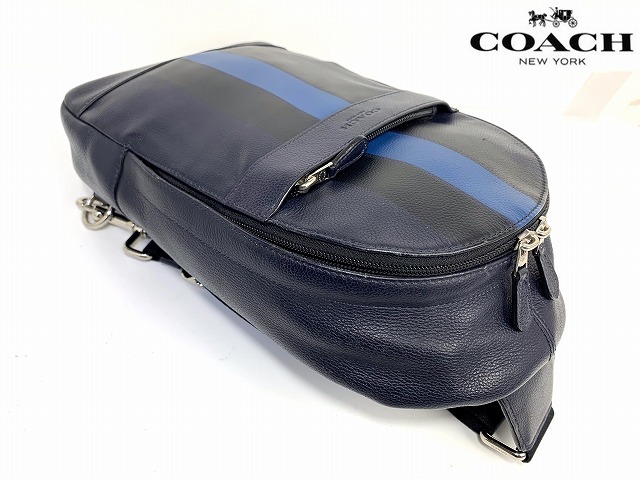 美品★送料無料★ コーチ メンズ COACH ヴァーシティ ストライプ レザー コンバーチブル ワンショルダー ボディバッグ