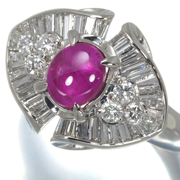 スタールビー 1.38ct ダイヤ ダイヤモンド 0.61ct リング Pt900 GENJ