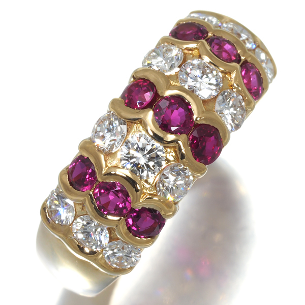 ギンザタナカ リング ルビー 1.04ct ダイヤ ダイヤモンド 0.99ct 14.5