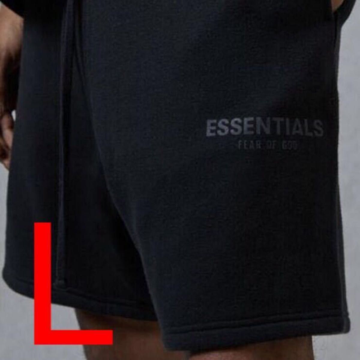 FOG Essentials エッセンシャルズ　リフレクティブ　裏起毛　スウェットハーフパンツ　ショートパンツ　ブラック サイズL