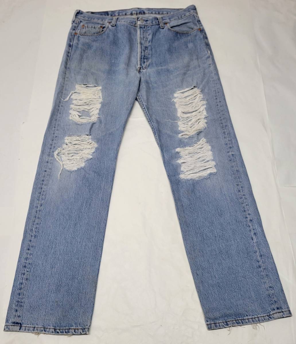 94年 UK製 Levi's 501 w38 クラッシュカスタム 90年代 90s イギリス製 リーバイス ビンテージジーンズ XL