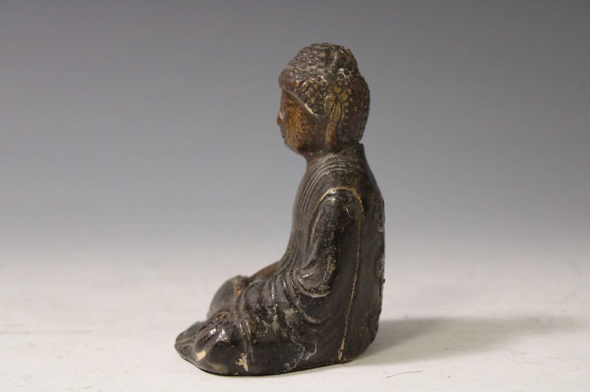 英】2540 時代室町銅仏坐像ガラスケース付日本美術仏教美術銅製銅器