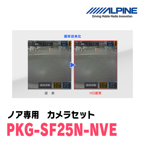 ノア(H26/1～R3/12)専用　アルパイン / PKG-SF25N-NVE　ナンバー取付3カメラセット(フロント・バック・サイド)　ブラック_画像6