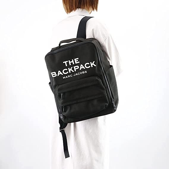 新品タグ付き 黒 マークジェイコブス リュック キャンバス グラフィック ロゴ バックパック MARC JACOBS_画像2