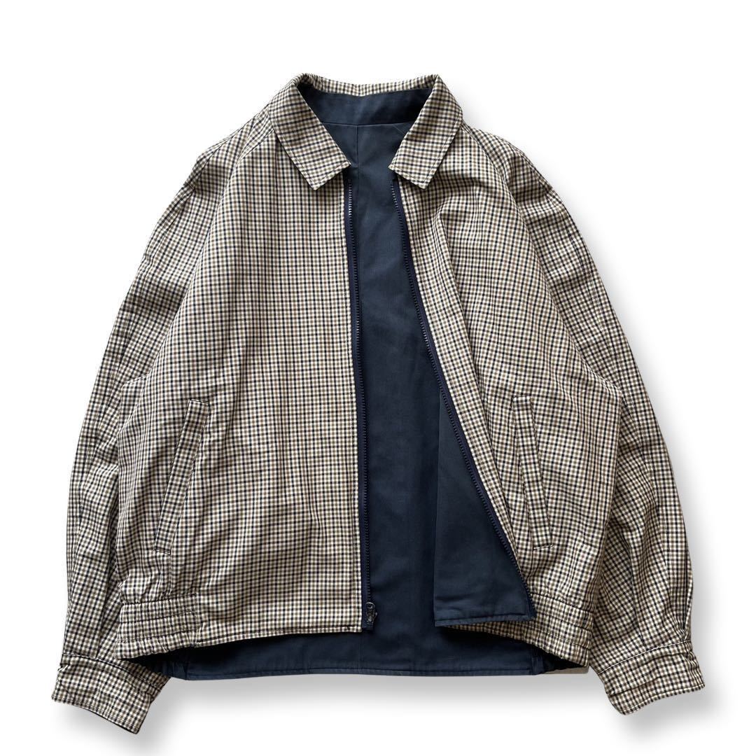 【80s】AQUASCUTUM(アクアスキュータム) リバーシブル スイングトップ ハリントンジャケット L チェック柄 イギリス製 英国製 ヴィンテージ