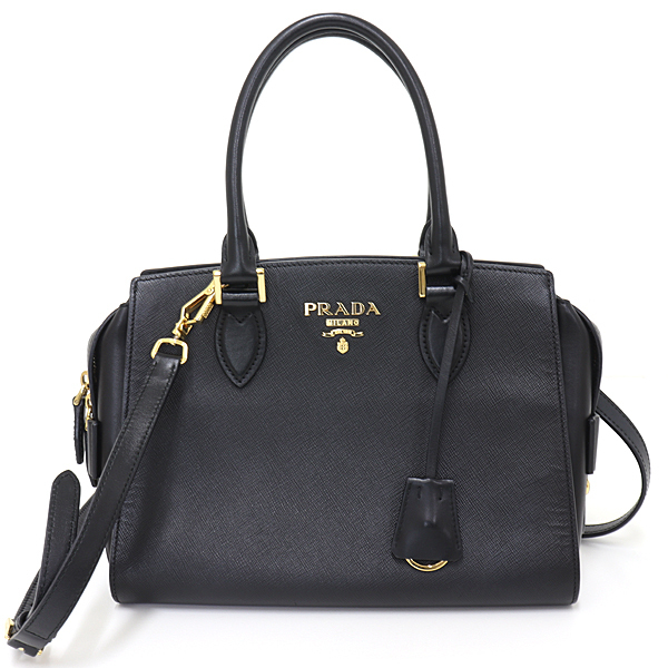 PRADA プラダ 2WAYバッグ ショルダーバッグ ハンドバッグ サフィアーノレザー NERO ブラック ゴールド金具【中古】Aランク_画像1