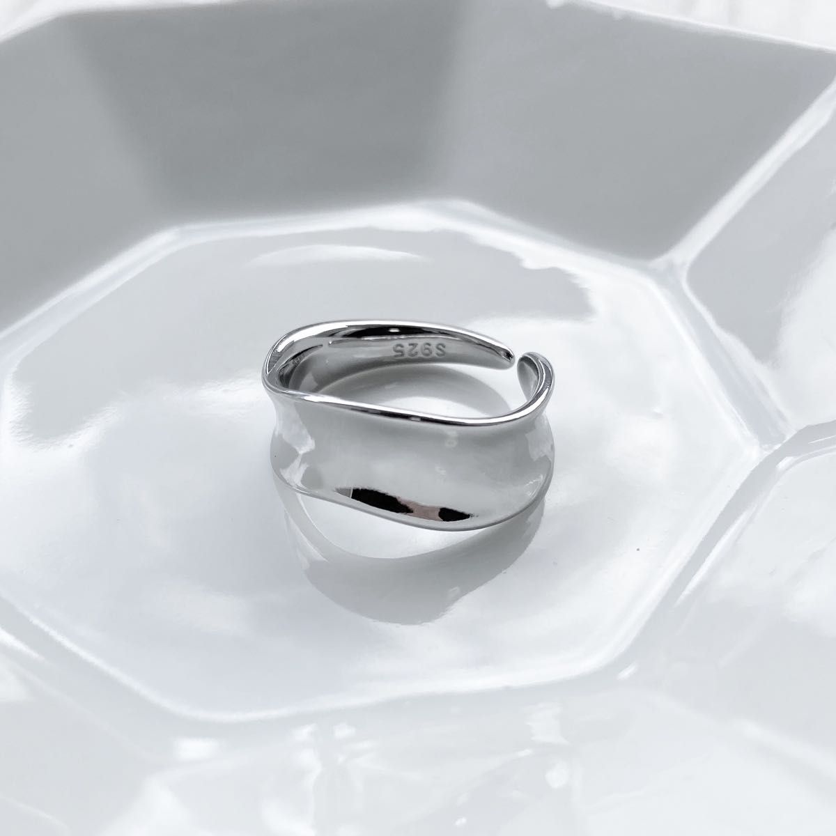  silver ring925 wave design simple open ring シルバーリング