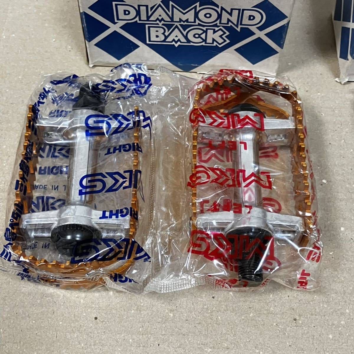 NOS MKS Diamond Back Pedal 1/2 Spindle /Gold & Blue BMX Oldschool