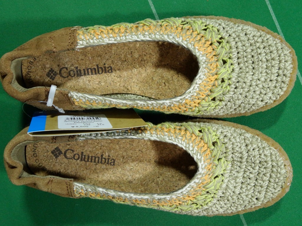 ^ Colombia вязаный туфли без застежки обувь yam Hill bare- бежевый / желтый зеленый серия 23cm не использовался * с биркой!!!^