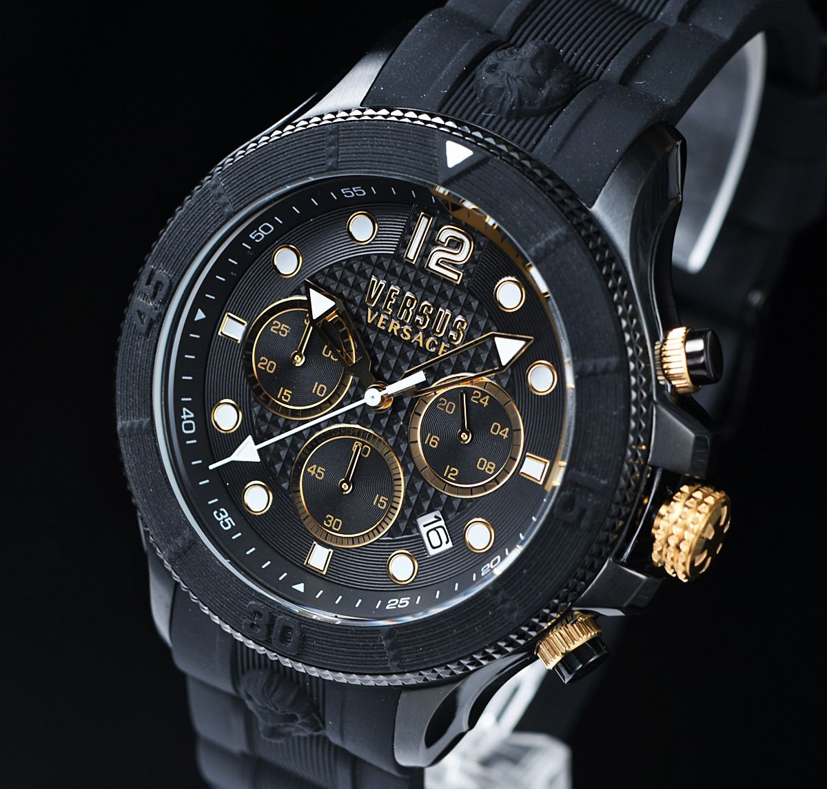 代購代標第一品牌－樂淘letao－新品1円 ヴェルサーチVERSACEヴェルサスVERSUSヴェルサーチェ 本物 50m防水 ブラック 腕時計