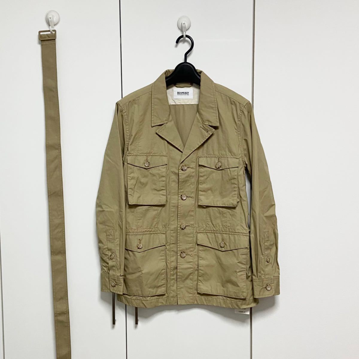 新品 BEAMS BOY コットン マイクロピーチ サファリ ジャケット 定価27280円_画像2