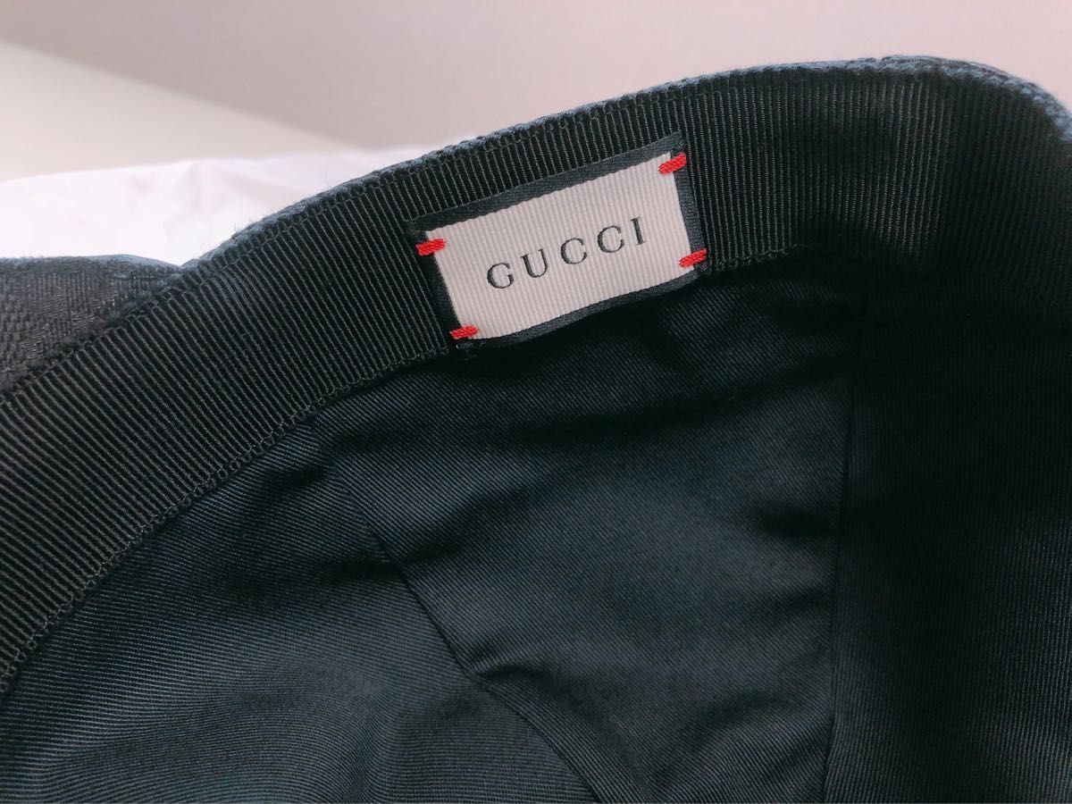 GUCCI グッチ 帽子 ベースボールキャップ シェリーライン 黒 GG柄 XL