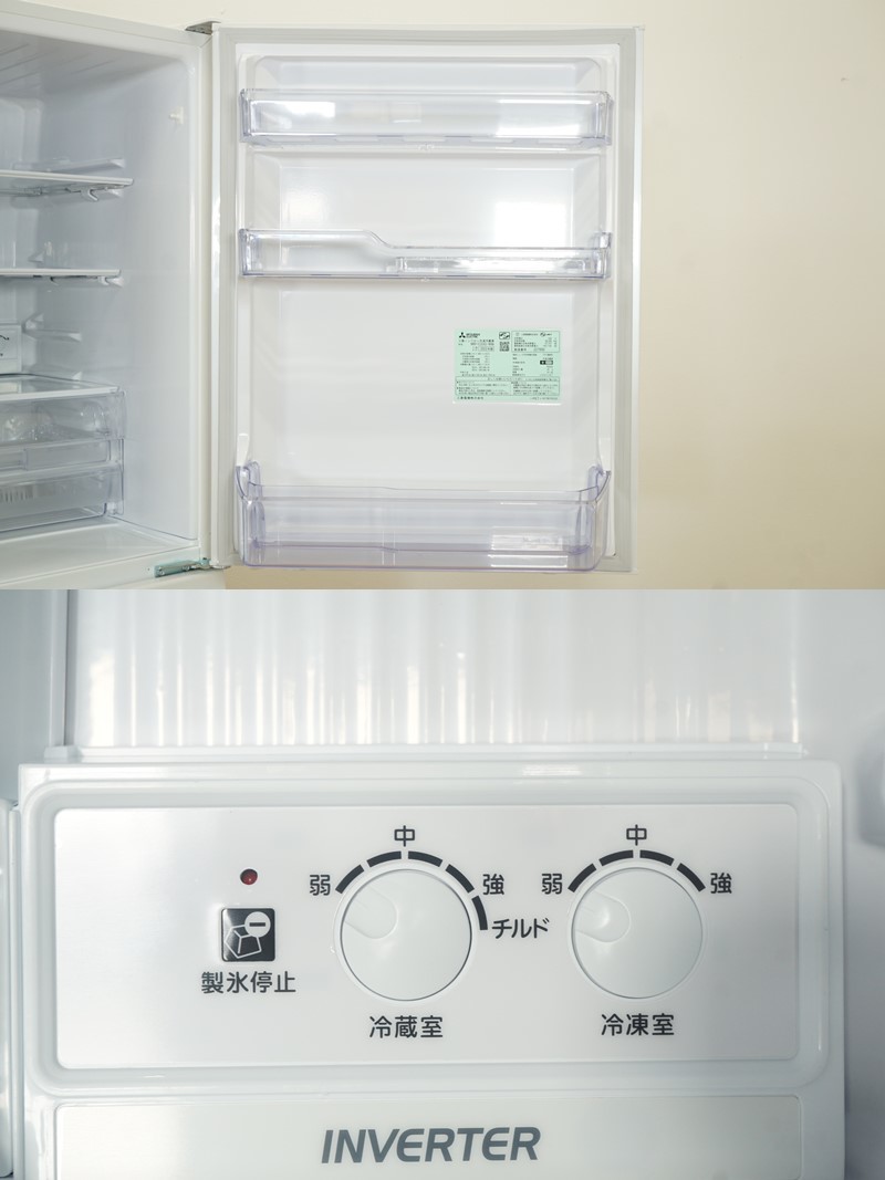 前ダ:美品【三菱】3ドア 冷凍冷蔵庫 330L MR-C33G-W 2022年 80Lビッグ