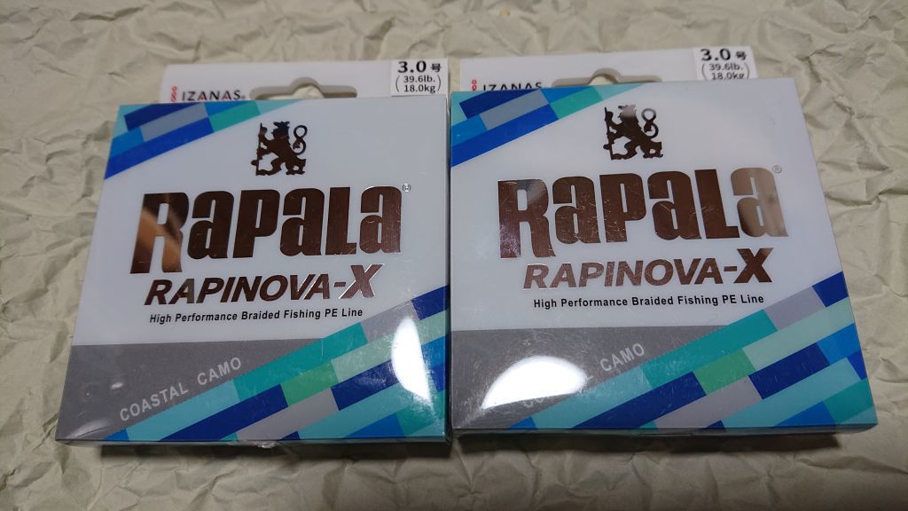 ラパラ ラピノヴァX カモカラー 150ｍ 3.0号 2個セット コスタル 新品 RAPINOVA-X マルチゲーム 鯰 ナマズ 雷魚 ライギョ 蛸 タコ_画像1