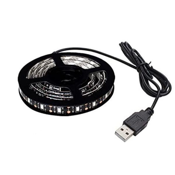 DD187 LEDテープライト 電球色 USB 5V 100CM 5050SMD 黒ベース 60連 切断可 TVバックライト LEDテープ DD187_画像3