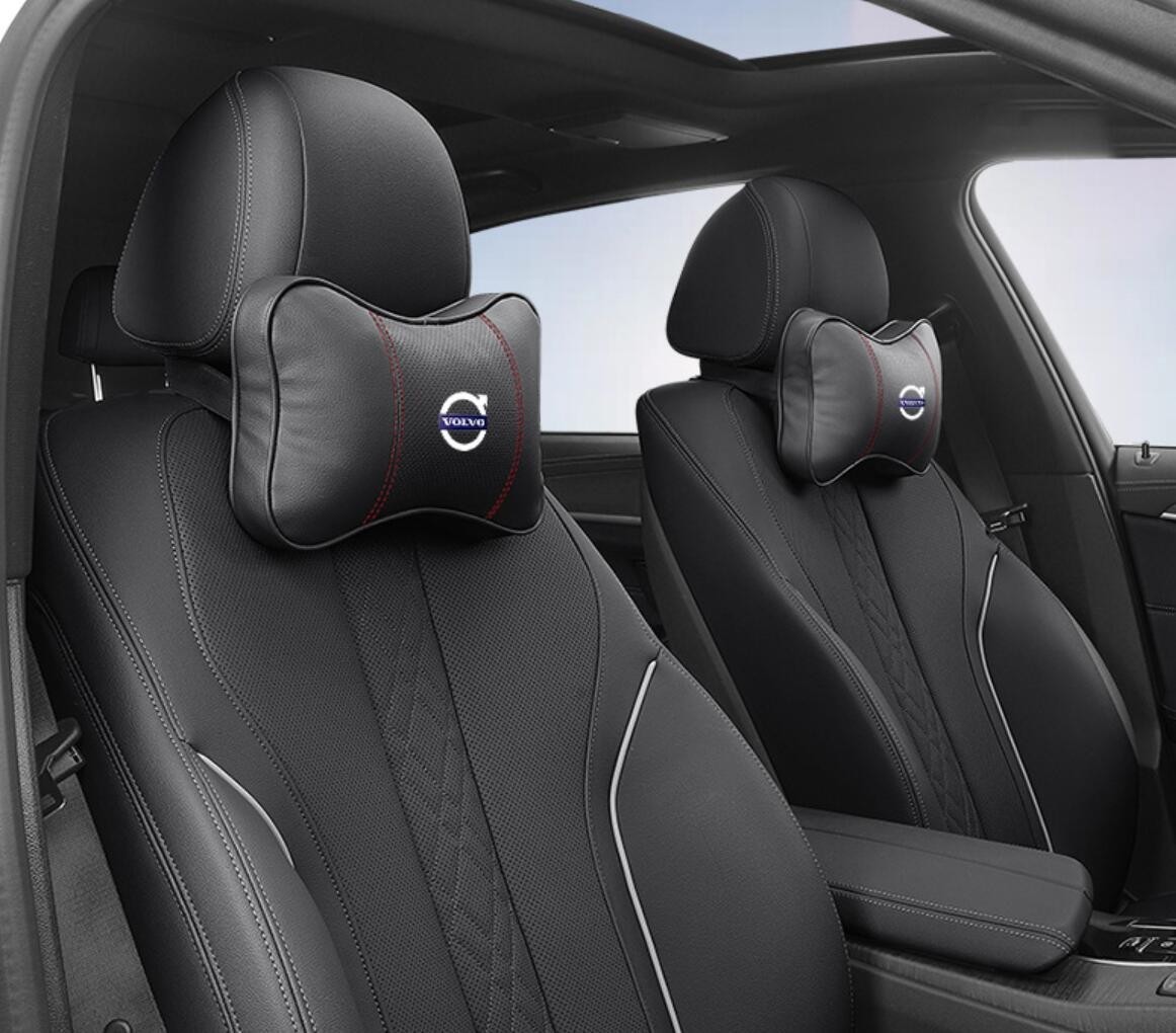 ☆ボルボ☆ロゴ入りき 車用記憶 通気性弾性 ネックパッド レザー