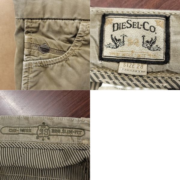 261393【W28】DIESEL CHI-REGS SLIM-FIT コットン パンツ スリムフィット カーキ ベージュ ボタンフライ ディーゼル メンズ_画像8