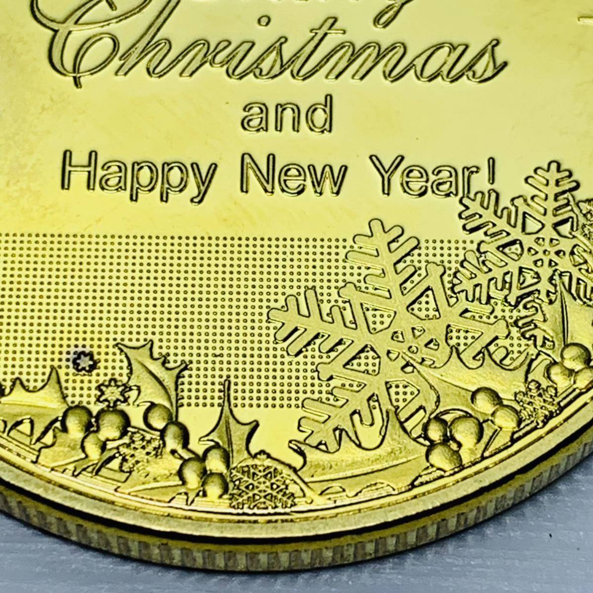 GU22-1欧米記念メダル クリスマス サンタクロース 鹿 プレゼント 幸運コイン 美品 外国硬貨 海外古銭 コレクションコイン 貨幣 重さ約28g_画像8