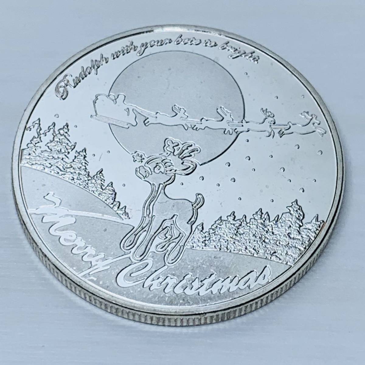 GU27-1欧米記念メダル クリスマス サンタクロース 鹿 プレゼント 幸運コイン 美品 外国硬貨 海外古銭 コレクションコイン 貨幣 重さ約29_画像3