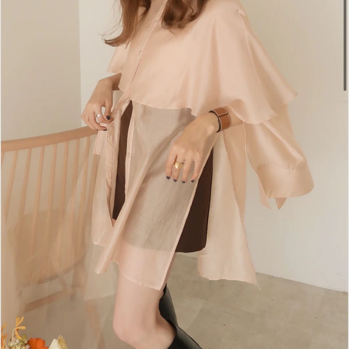 mideal sheer cape blouse / シアーケープブラウス