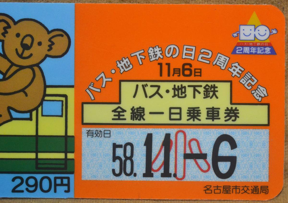 名古屋市交通局「バス・地下鉄の日 2周年」記念一日乗車券 (小人券)*プラ製しおり+下敷き 1983の画像7