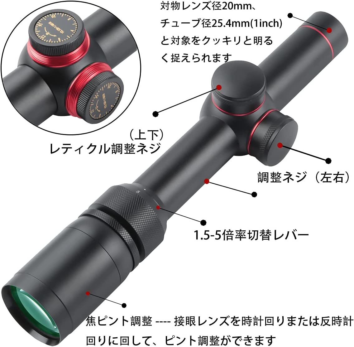 1 5-5x20 ライフルスコープ】スナイパーライフル アサルト 等倍 1 5-5x20 ライフルスコープ】スナイパーライフル アサルト 等倍