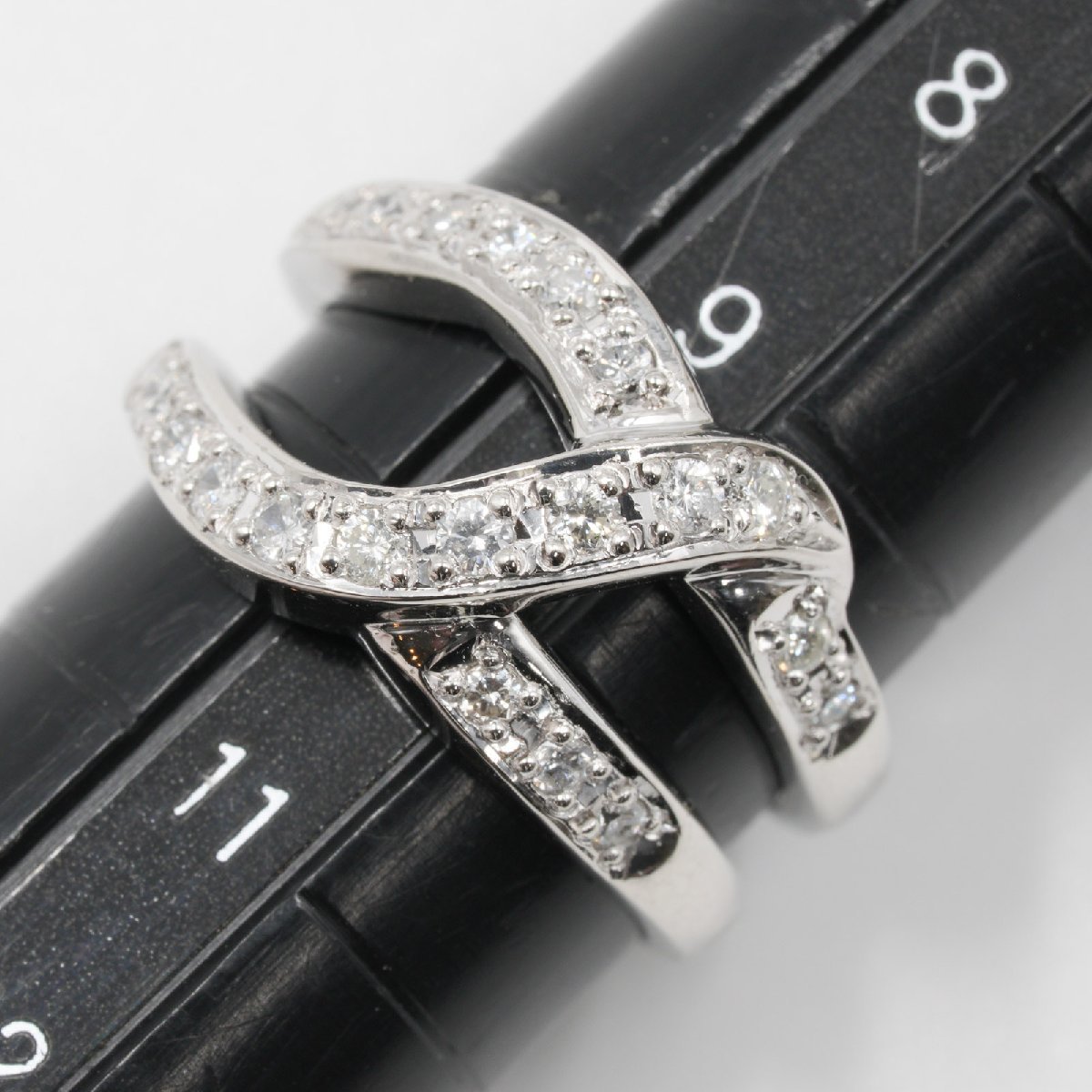 プラチナ Pt900 リング ダイヤ クロスデザイン カップルリング 0.40ct