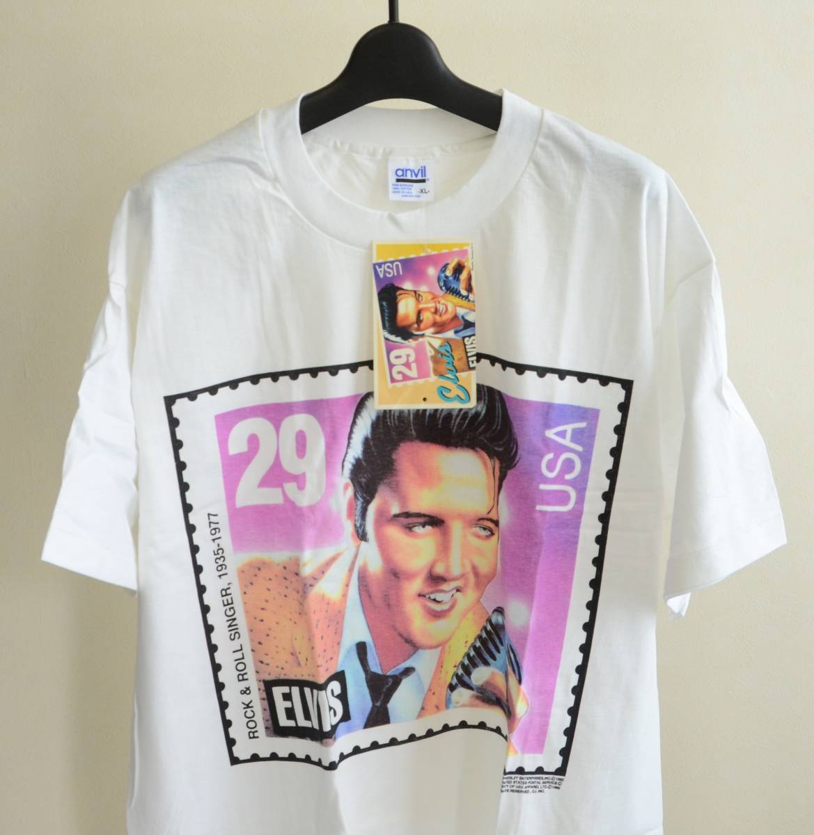 タグ付 未使用 デッドストック 90s 92s エルビスプレスリー Ｔシャツ 切手 size XL USA製